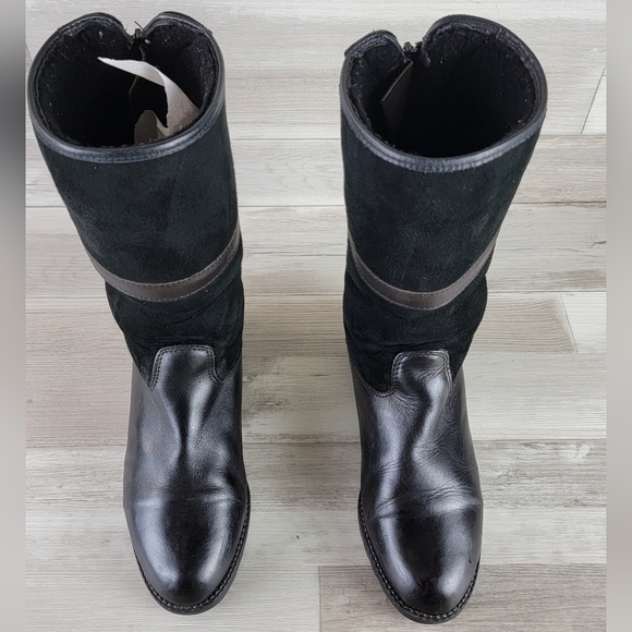 Vintage Blondo Suede, Leather Black, Dark Brown Mid Calf Boots Women's 8B - Picture 3 of 16